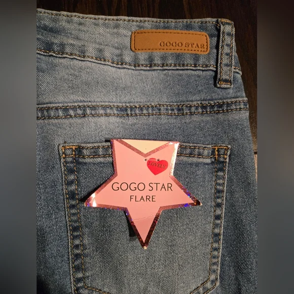 Girls Gogo Star Crochet Textured Denim Flare Pants Jeans Size 14 NWT - Picture 11 of 11